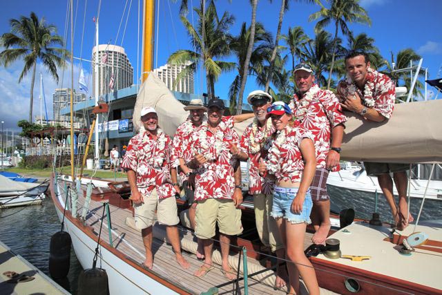 Dorade crew on arrival at Hawaii YC. Photo: Leslie Demeuse Disney